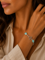 Linked Blue Turquoise Sterling Silver Bracelet