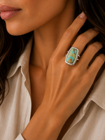 Art Blue Turquoise Sterling Silver Statement Ring