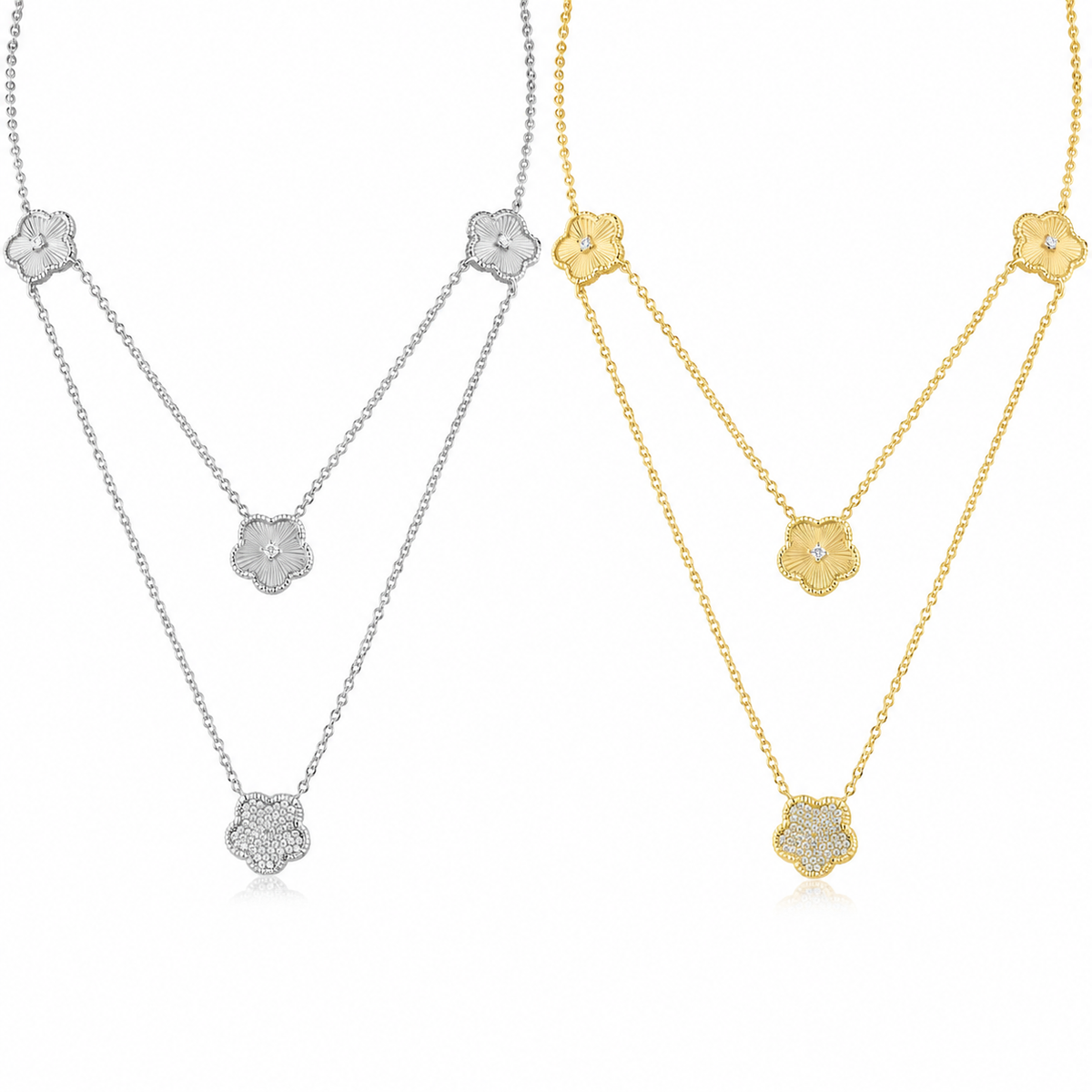 Double Stranded Clover Necklace