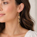 Champagne Quartz Gold Chain Loop Earrings