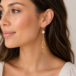 14K Gold Filled Pearl Drop Earrings For Women Bridal