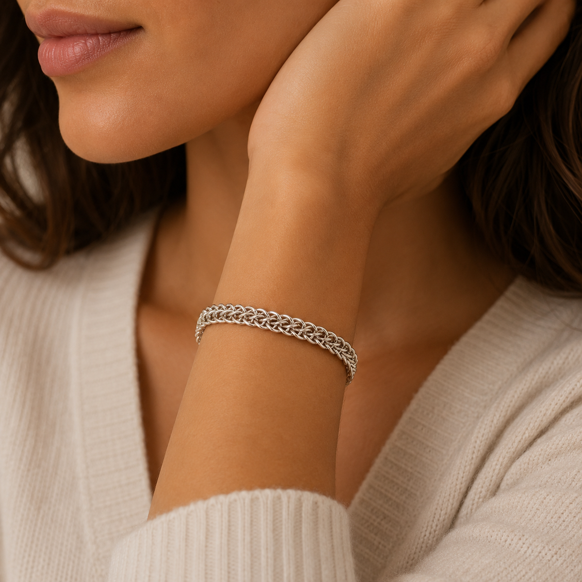 Foxtail Chainmaille Bracelet in Sterling Silver