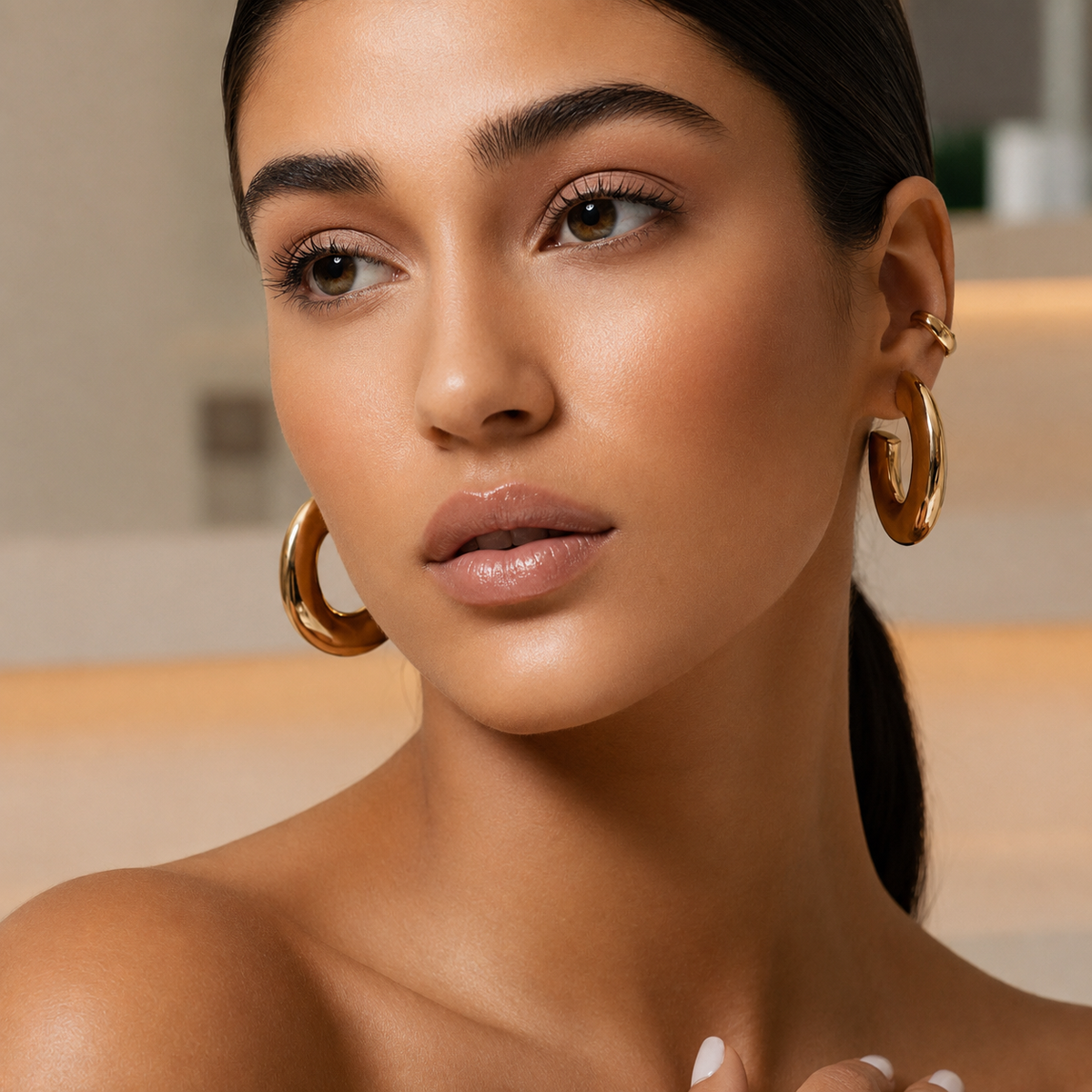 Emma Hammered Open Hoop Earrings
