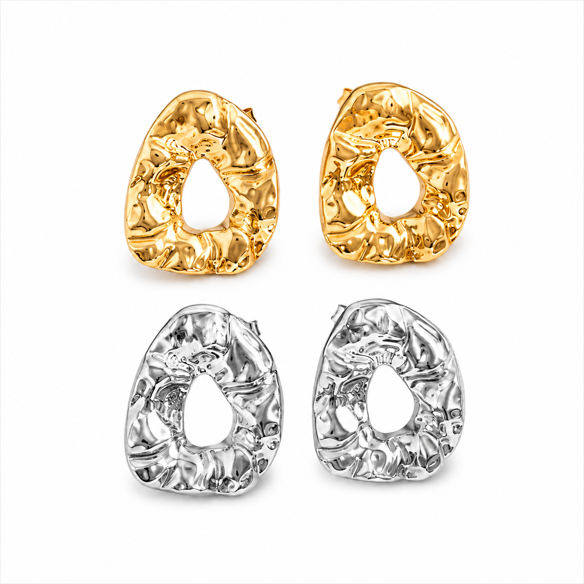 Nathalia Sculpted Hammered Earrings