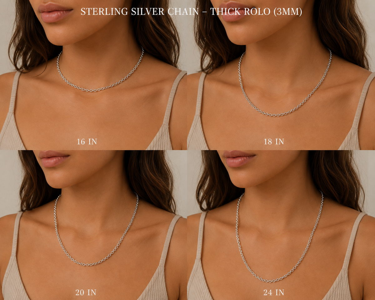 Belle Étoile Thick Rolo Sterling Silver Chain