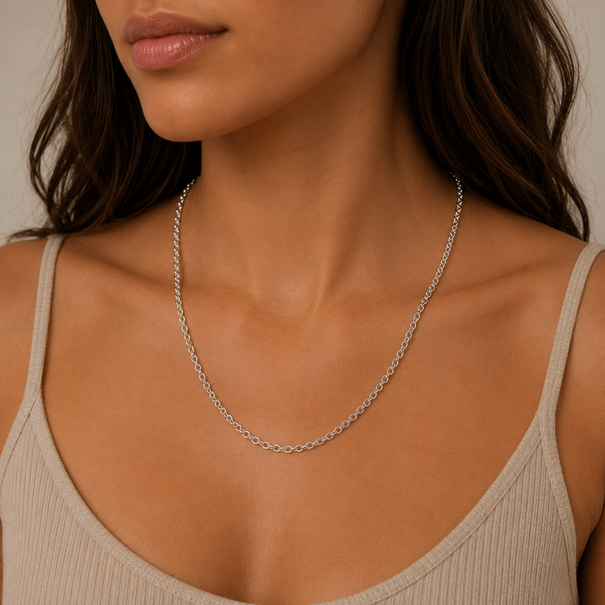Belle Étoile Thin Rolo Sterling Silver Chain