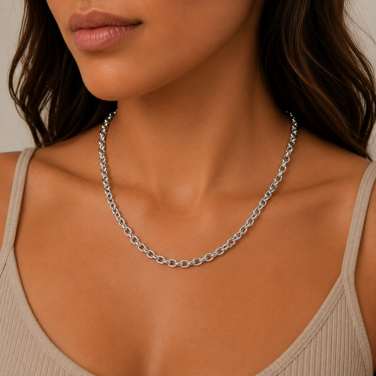 Belle Étoile Thick Rolo Sterling Silver Chain