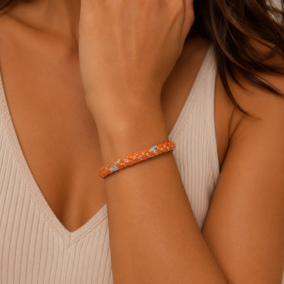 Belle Étoile Braid Bangle with Stones