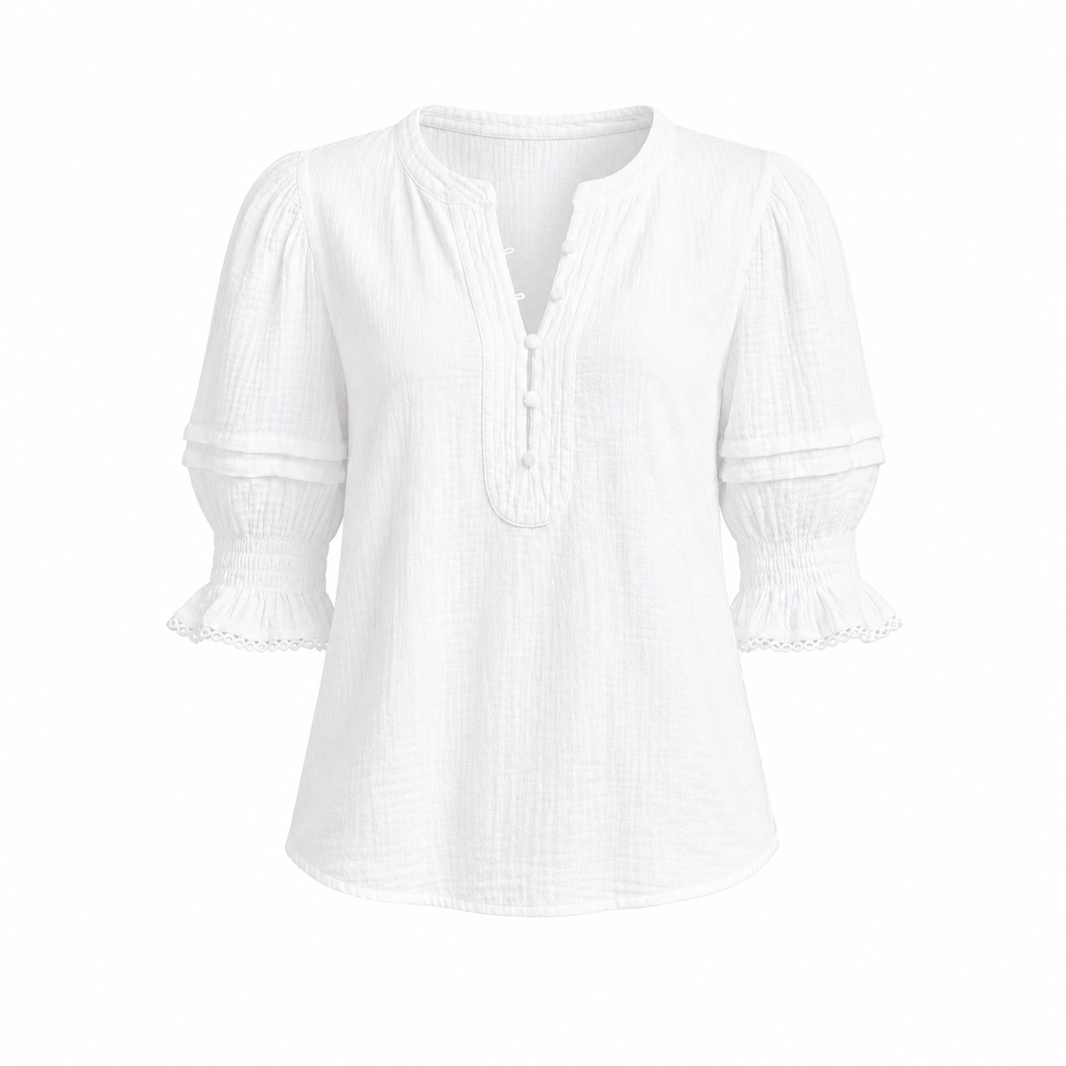 Combo Sleeve Henley - White (Final Sale)