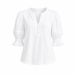 Combo Sleeve Henley - White (Final Sale)