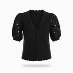 Crochet Puff Cardigan - Black (Final Sale)