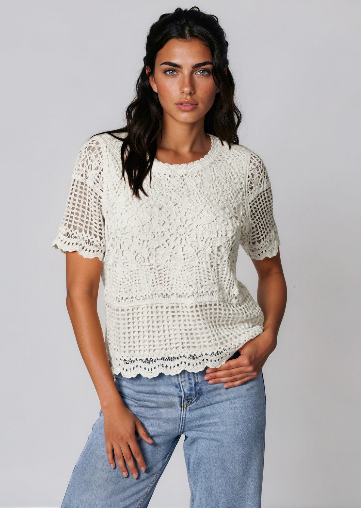 Crochet Tee - Natural (Final Sale)