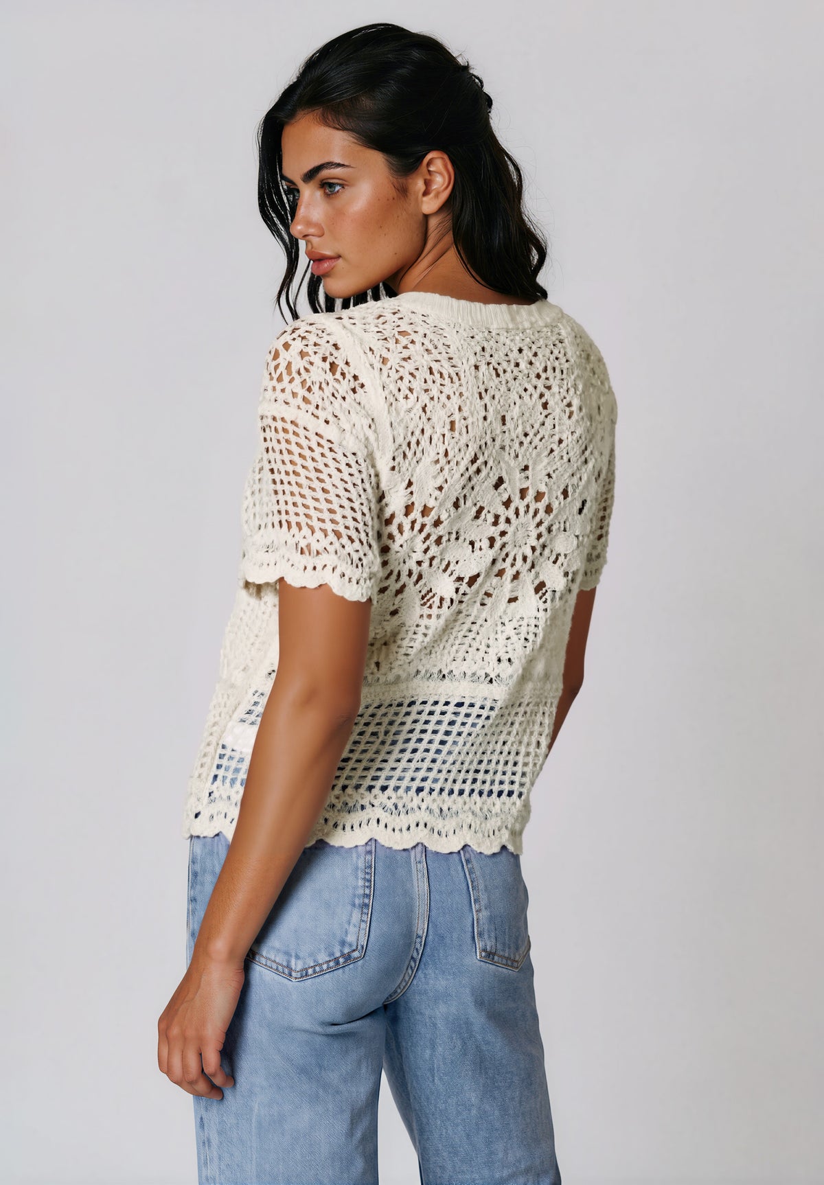Crochet Tee - Natural (Final Sale)