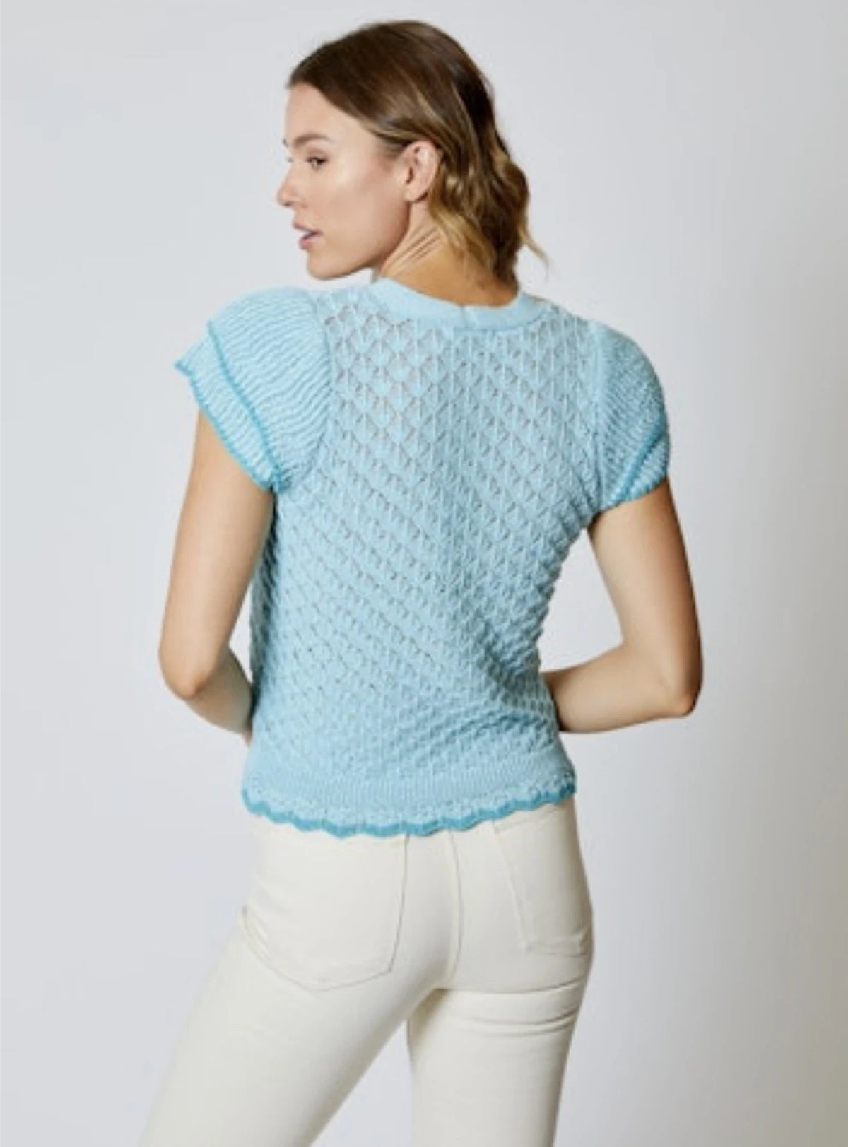 V-Neck Button Front Sweater - Artic Blue (Final Sale)