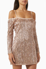Rosita Off The Shoulder Mini Dress - Rose Gold (Final Sale)