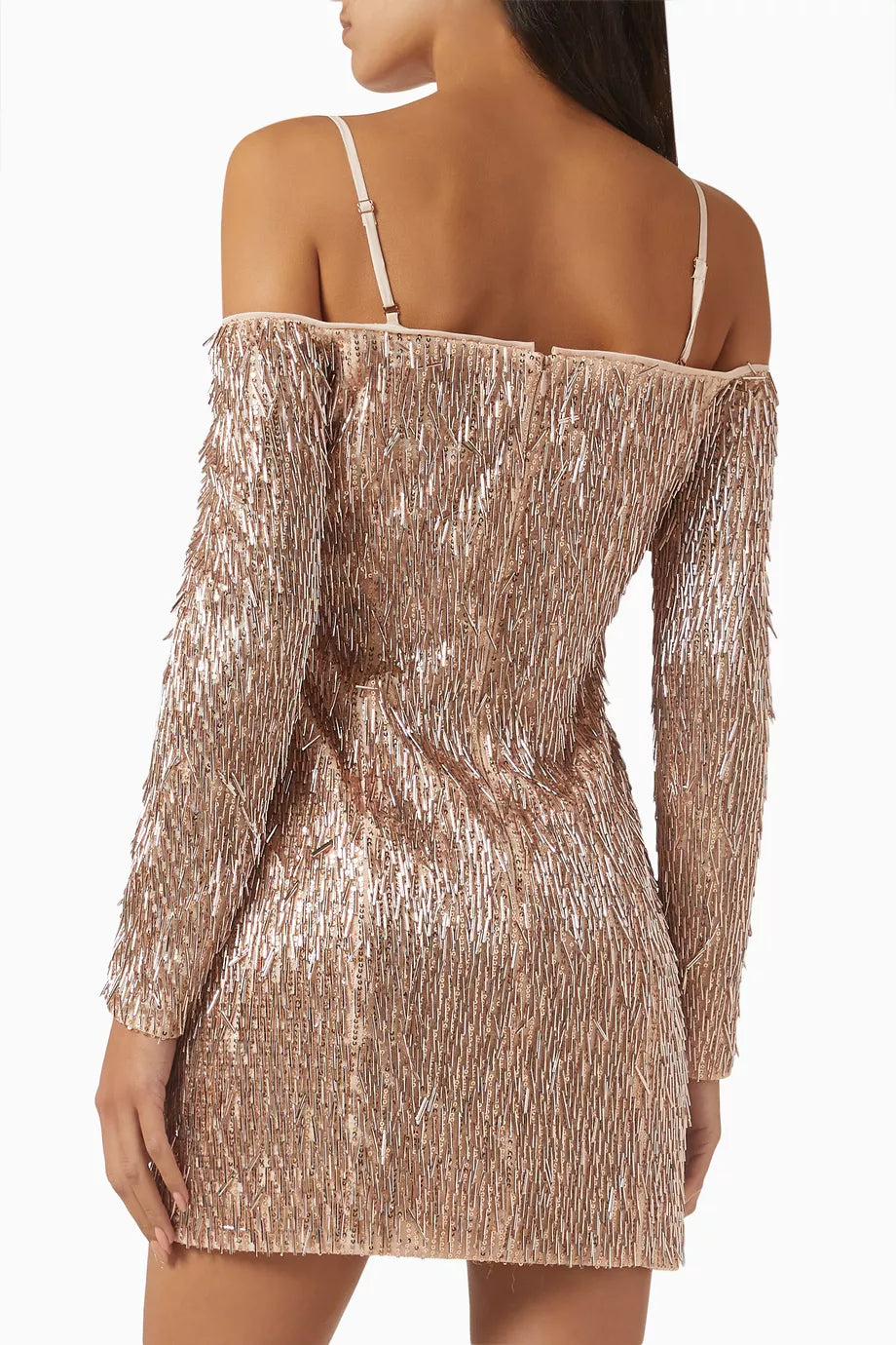 Rosita Off The Shoulder Mini Dress - Rose Gold (Final Sale)