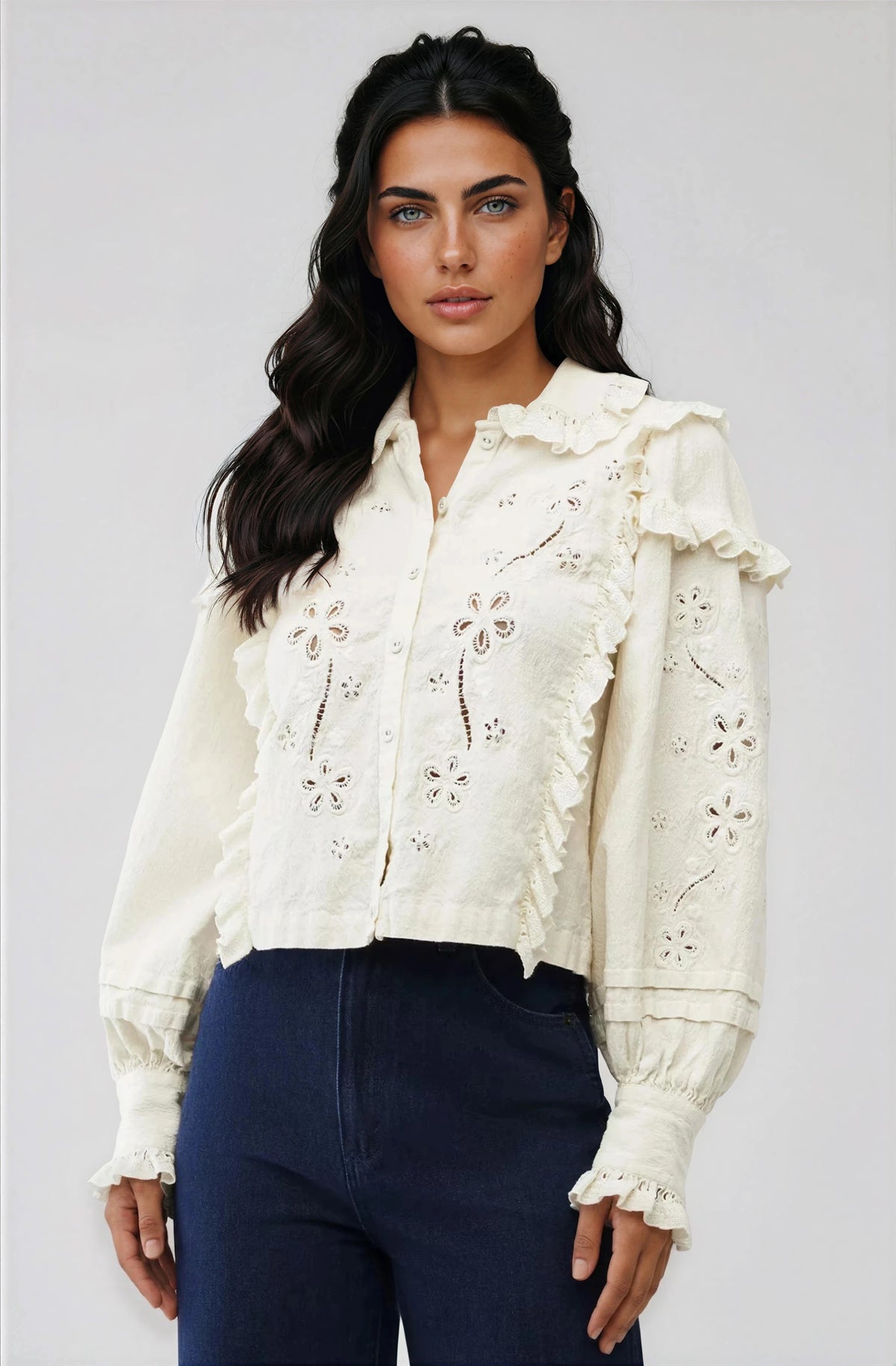 Adelie Embroidered Top - White