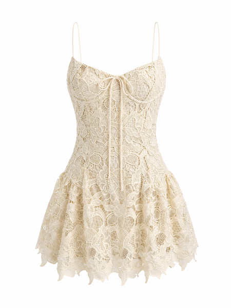 Coco Lace Sleeveless Mini Dress - Cream