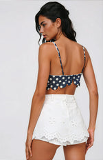 Daisy Eyelet Denim Skort – Daisy White