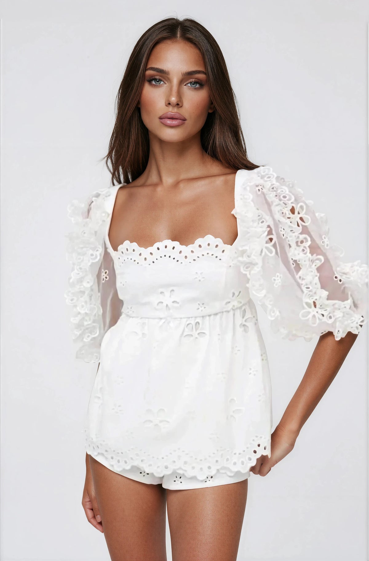 Daisy Eyelet Top - White