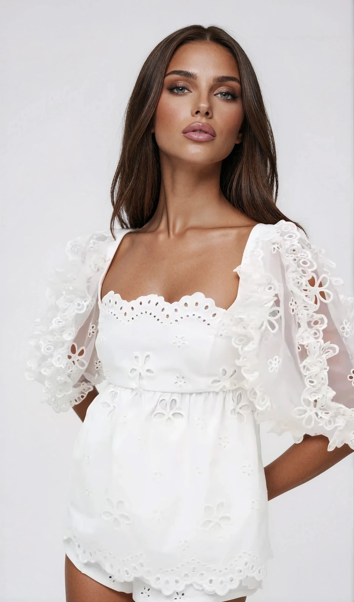 Daisy Eyelet Top - White