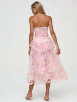 Emmeline Embroidery Midi Dress - Pink