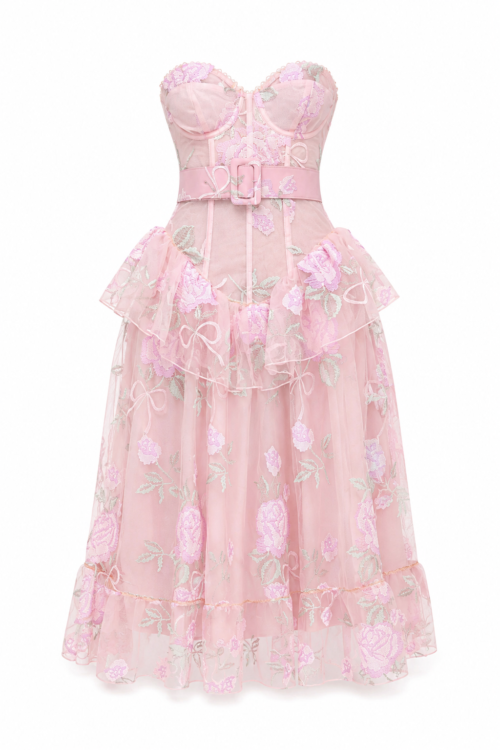 Emmeline Embroidery Midi Dress - Pink (Final Sale)