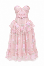 Emmeline Embroidery Midi Dress - Pink (Final Sale)