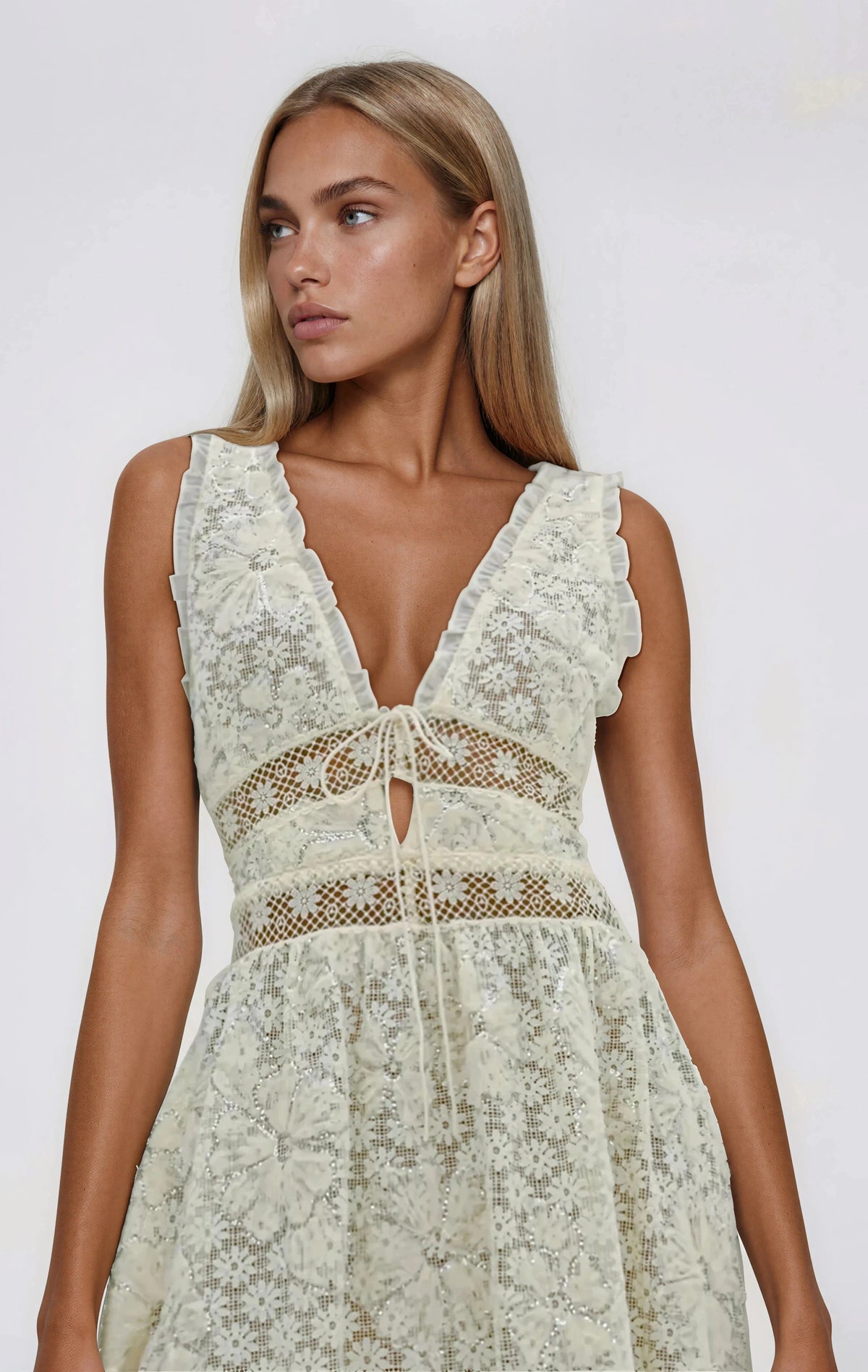Snowflake Daisy Midi Dress - Cream