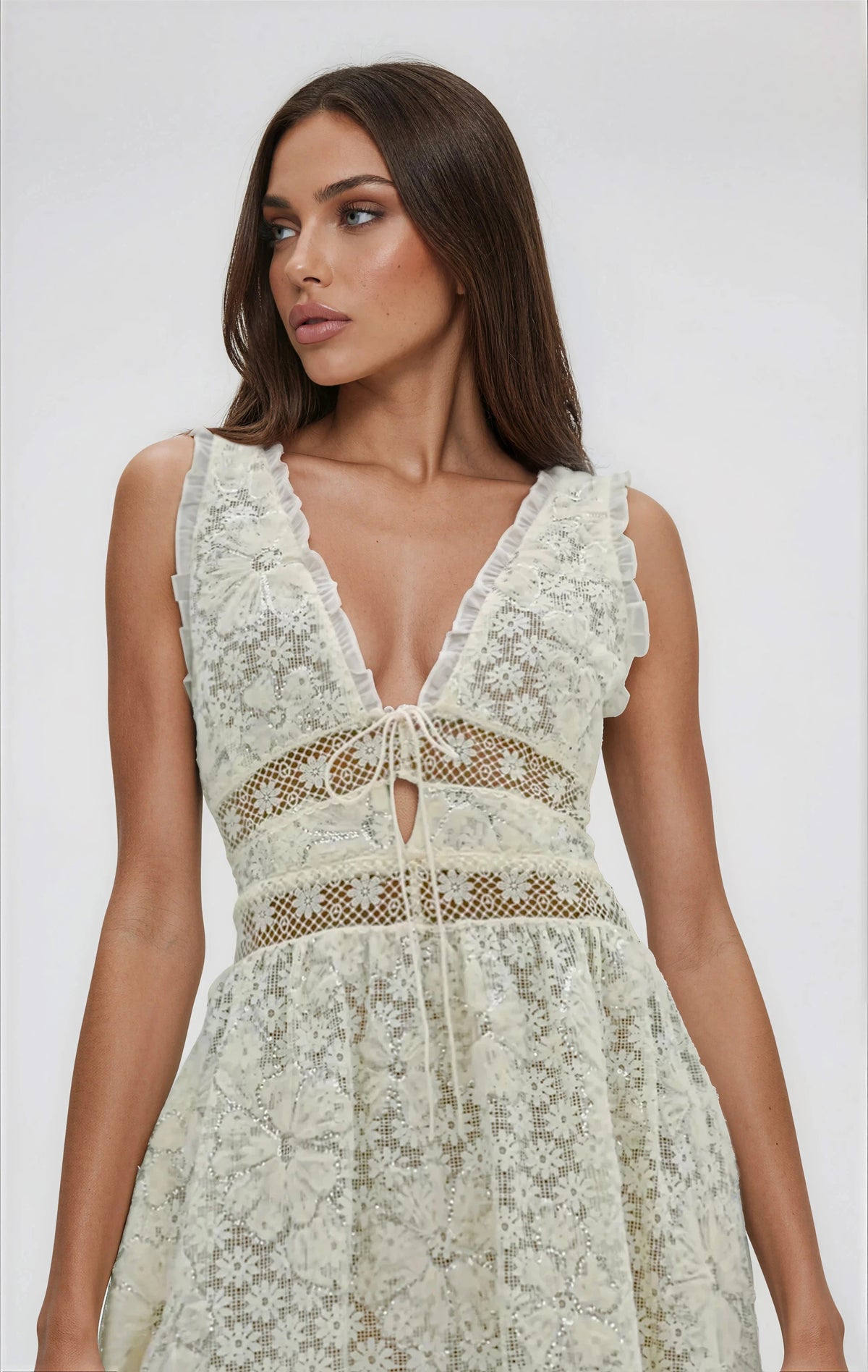 Snowflake Daisy Midi Dress - Cream