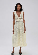 Snowflake Daisy Midi Dress - Cream