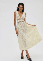 Snowflake Daisy Midi Dress - Cream