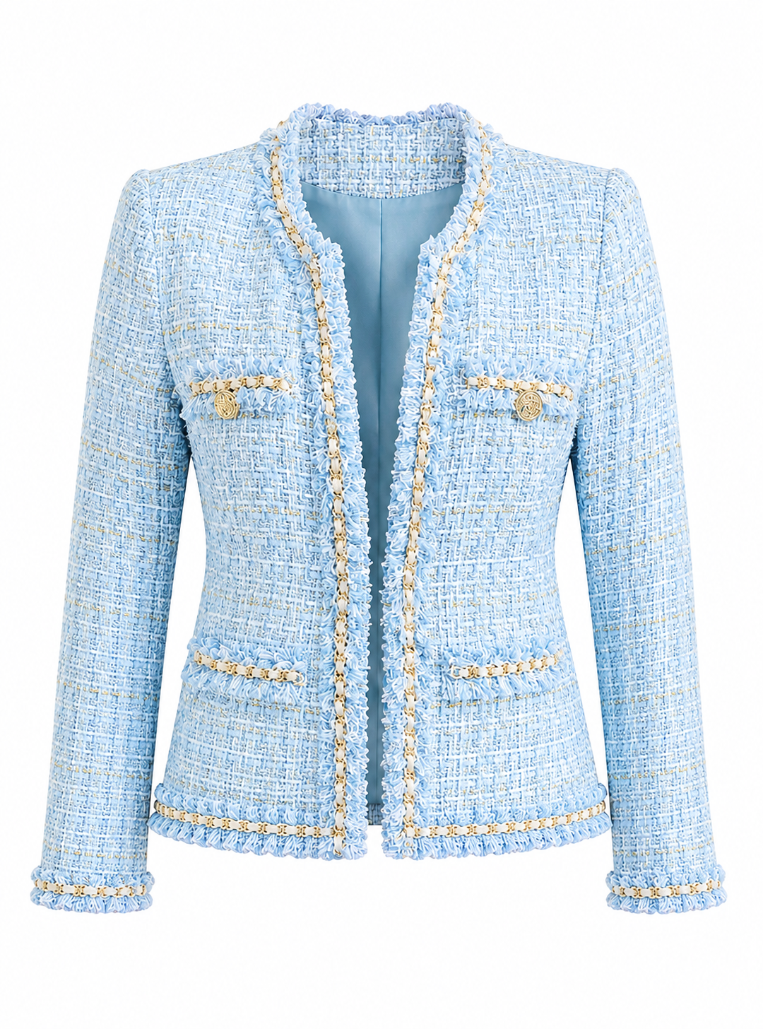 Betsy Buttoned Tweed Blazer - Sky Blue (Final Sale)