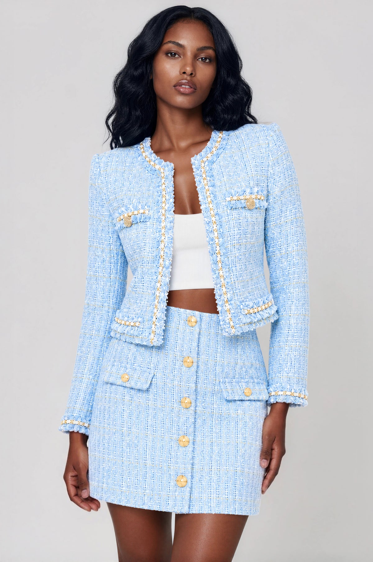 Jinny Tweed Skirt - Sky Blue (Final Sale)