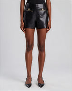 Lavonne Chain Vegan Leather Shorts - Black (Final Sale)