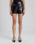 Lavonne Chain Vegan Leather Shorts - Black (Final Sale)