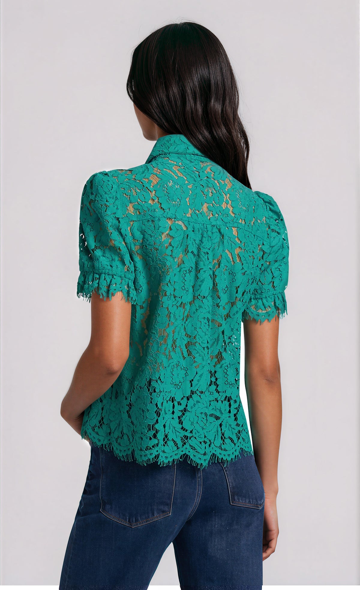 Mina Lace Shirt - Topaz (Final Sale)