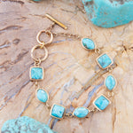 Genuine Blue Turquoise Hammered Link Bracelet