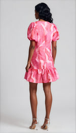 Rayan Dress - Hot Pink Sketched Squiggle (Final Sale)