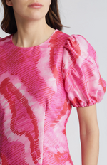 Rayan Dress - Hot Pink Sketched Squiggle (Final Sale)