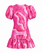 Rayan Dress - Hot Pink Sketched Squiggle (Final Sale)