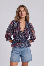 Shilo Top - Navy Rainbow Butterfly (Final Sale)