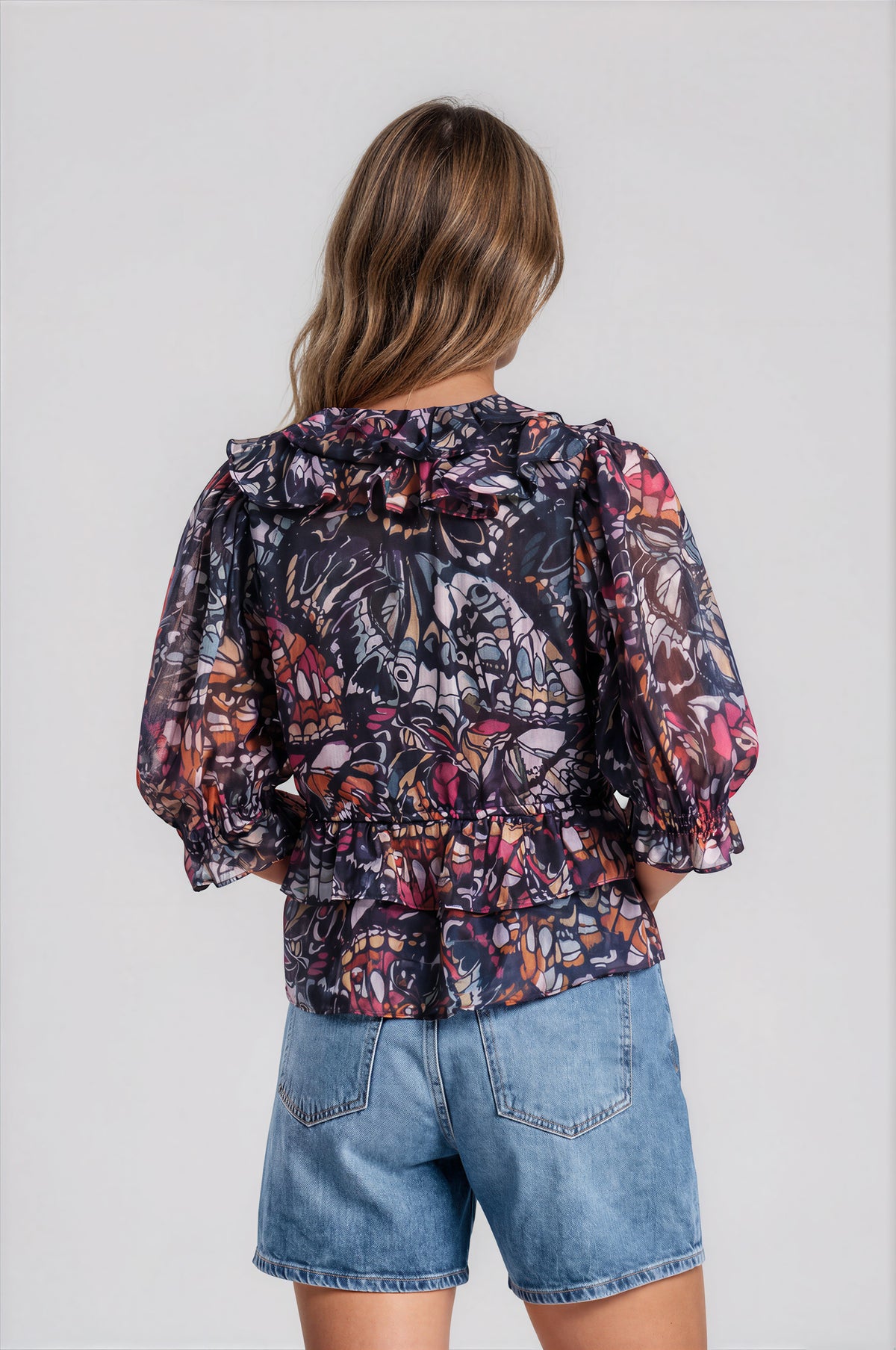 Shilo Top - Navy Rainbow Butterfly (Final Sale)