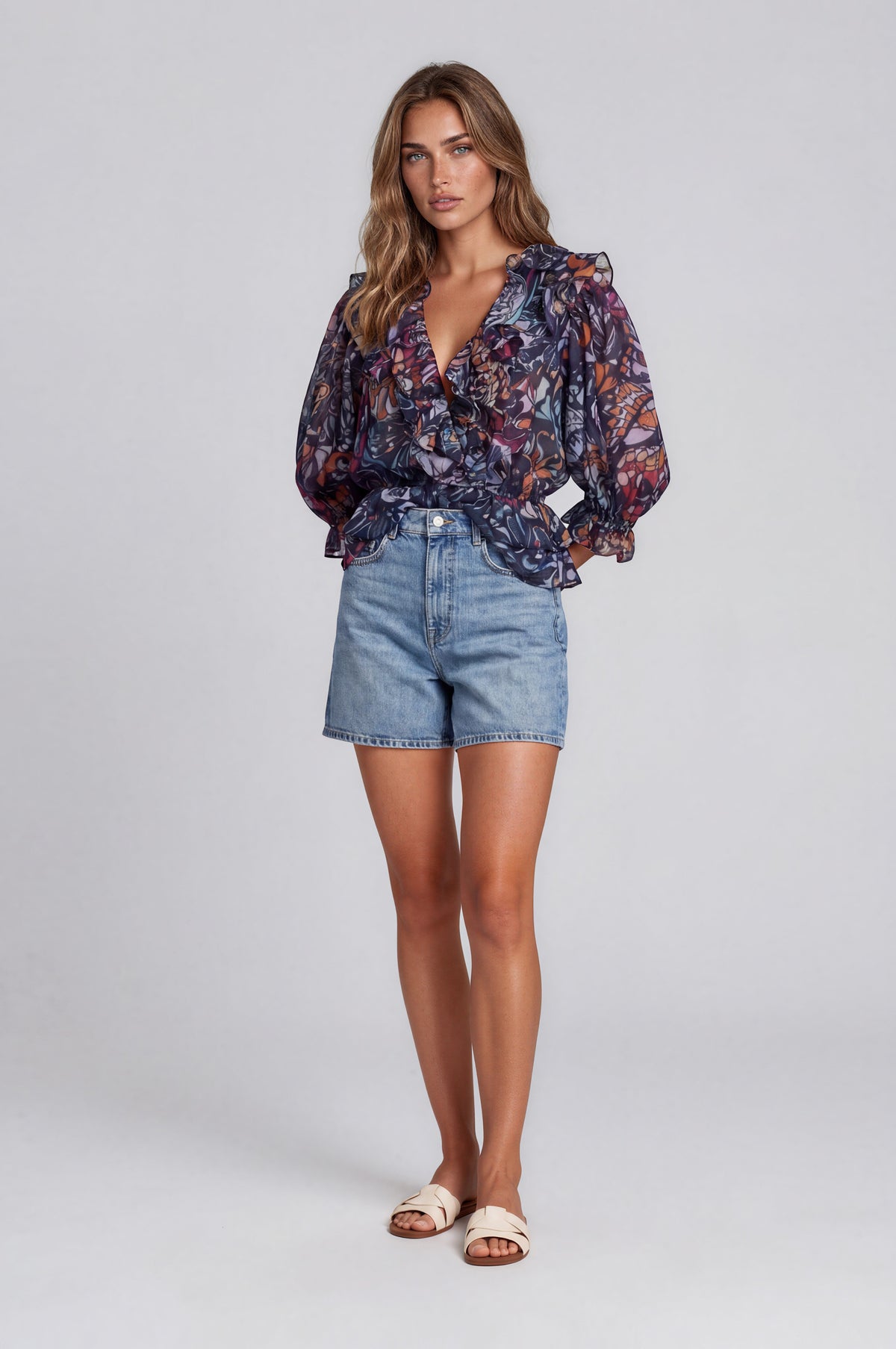 Shilo Top - Navy Rainbow Butterfly (Final Sale)
