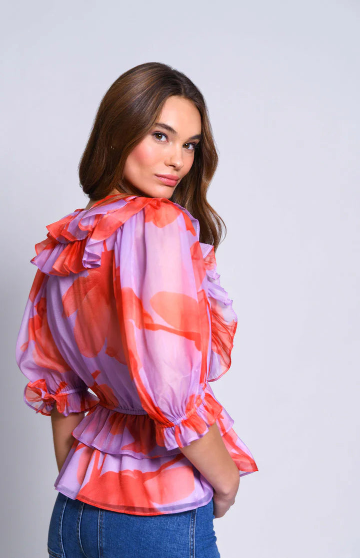 Shilo Top - Lav/Orange XRay Floral (Final Sale)