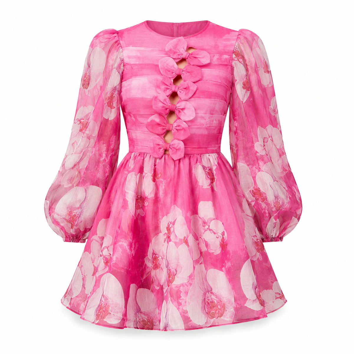 L'atiste - Unleash Feminine Charm Mini Dress - Magenta Floral (Final Sale)