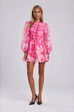 L'atiste - Unleash Feminine Charm Mini Dress - Magenta Floral (Final Sale)