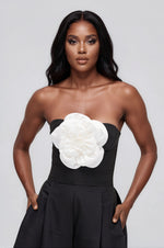 Taffeta Bloom Jumpsuit – Black