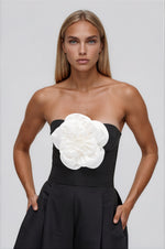 Taffeta Bloom Jumpsuit – Black