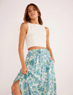 Alessia Tiered Midi Skirt - Blue/Green Floral (Final Sale)